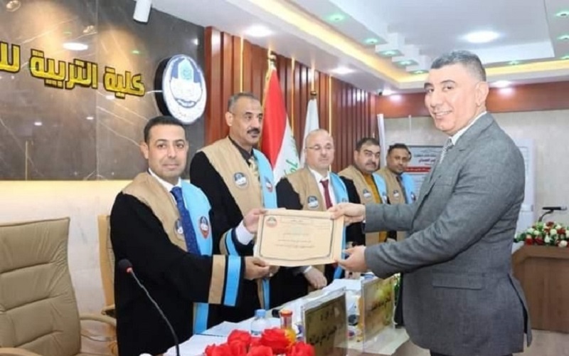 عميد كلية التربية الاساسية يشارك في مناقشة اطروحة دكتوراه بجامعة الموصل